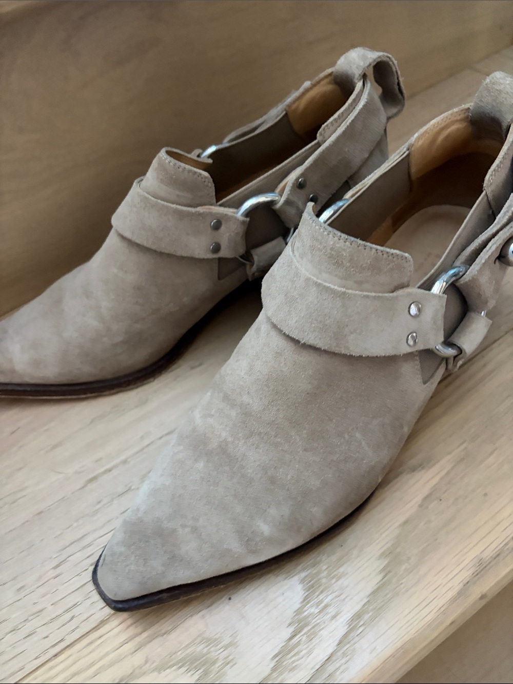 rag & bone Beige Suede Harness Ankle Booties